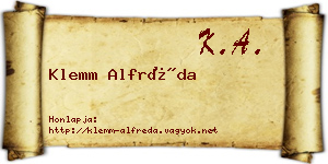 Klemm Alfréda névjegykártya